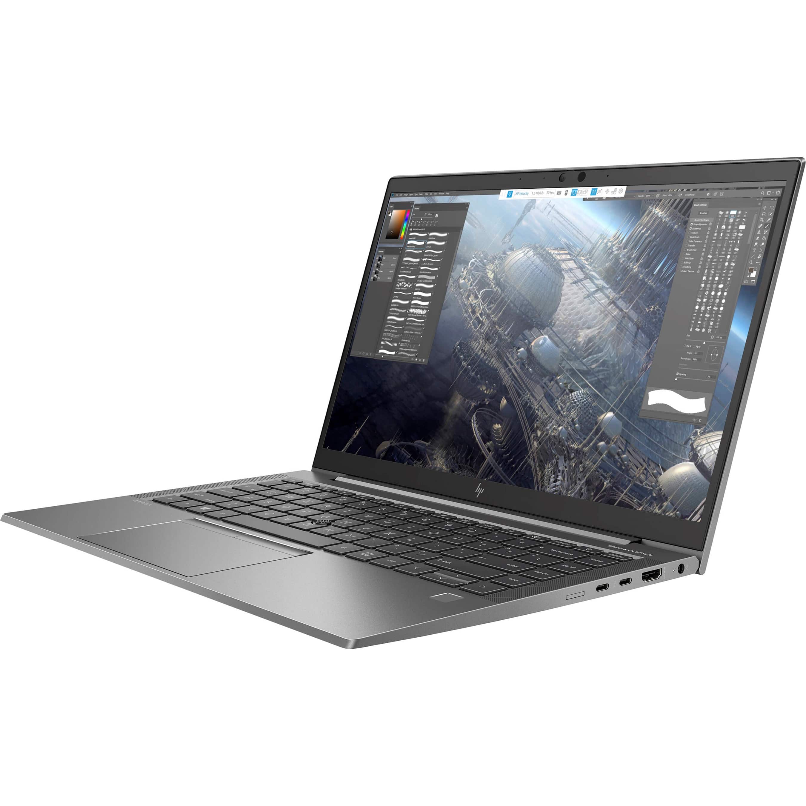 Left. HP - ZBook Firefly 15 G7 15.6" Refurbished Laptop - Intel 10th Gen Core i7 with 32GB Memory - Intel UHD Graphics - 1TB SSD - Gray.
