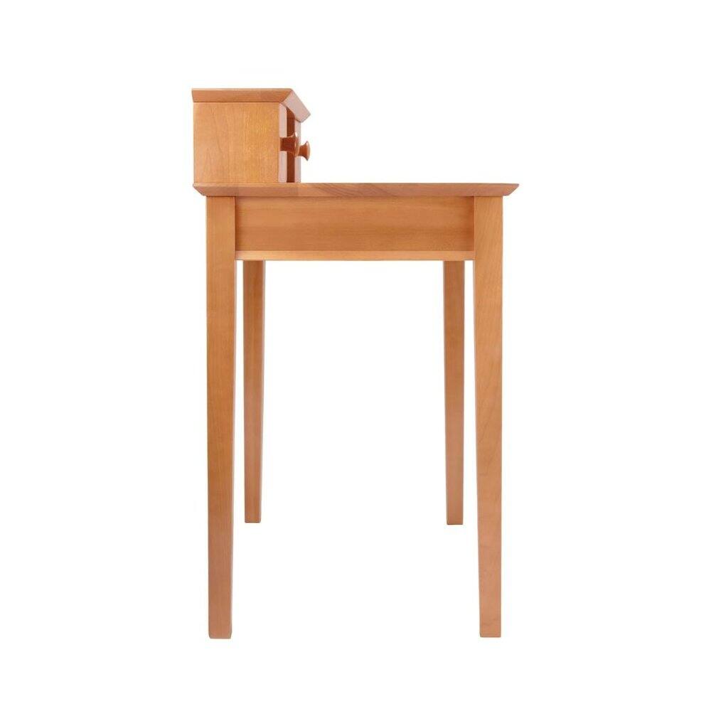 Back. FurniFact - Solid Wood Computer Desk With Hutch, Honey Brown Art Desk With Storage - Honey.