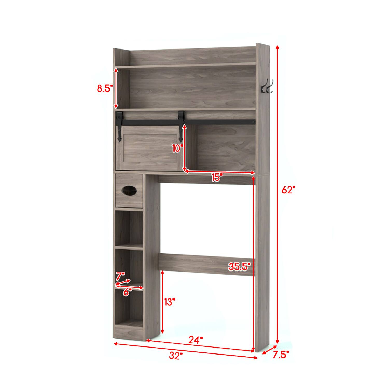 8.5"  
10"  
15"  
62"  
7"  
13"  
35.5"  
24"  
32"  
7.5"