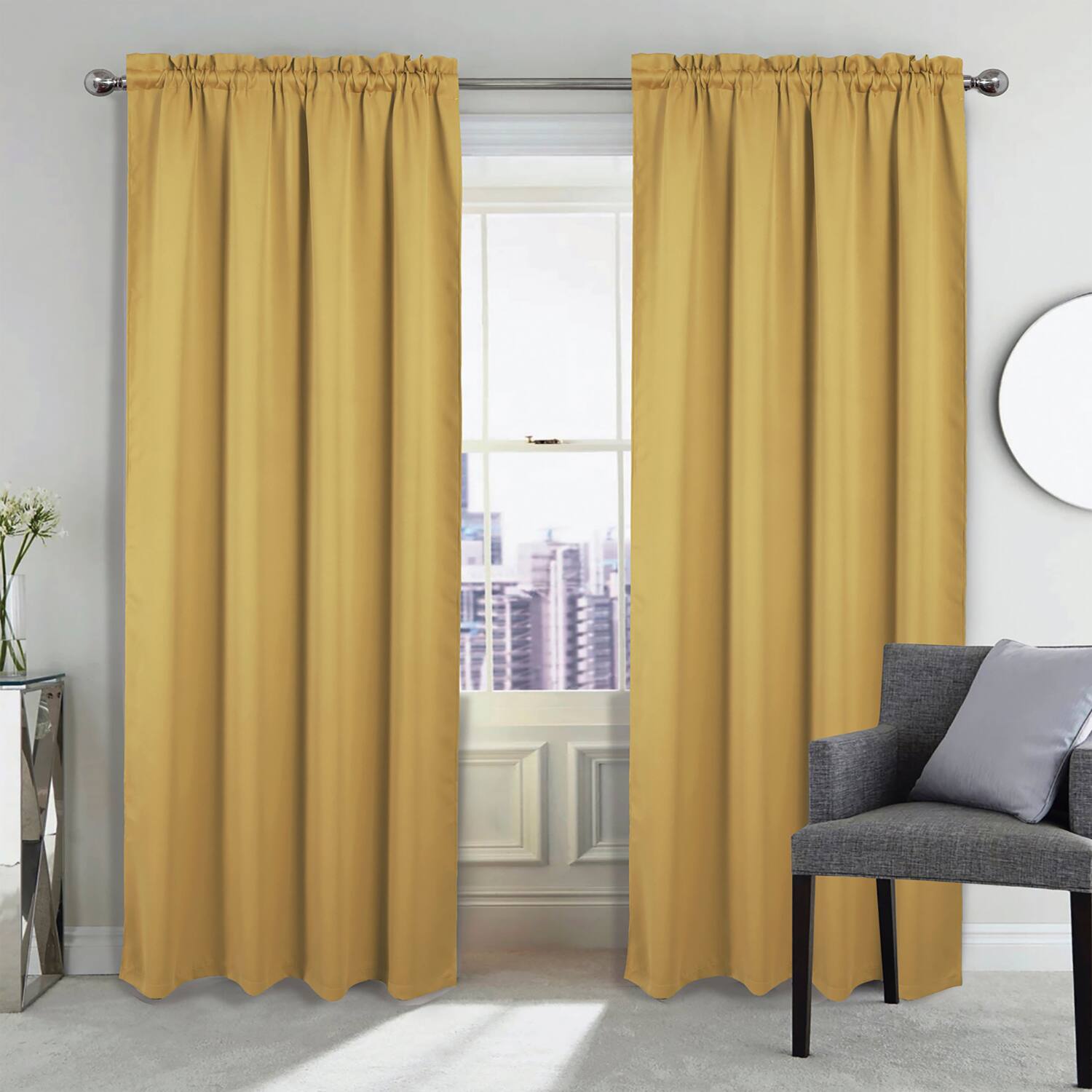 Angle. RT Designers Collection - RT Designers Collection 100% Polyester Twilight Blackout Rod Pocket Curtain Panel 54" x 84" Sesame - Brown.