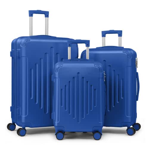 Front. Winado - 3 Piece 20" 24" 28" Carry On Luggage Set Spinner Wheels Trolley Hardside Suitcase Sets with TSA Lock for Travel Business - Blue.