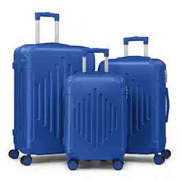 Winado - 3-in-1 20" 24" 28" Luggage Set Spinner Wheels Trolley Hard Shell Suitcase Sets with TSA Lock - Blue