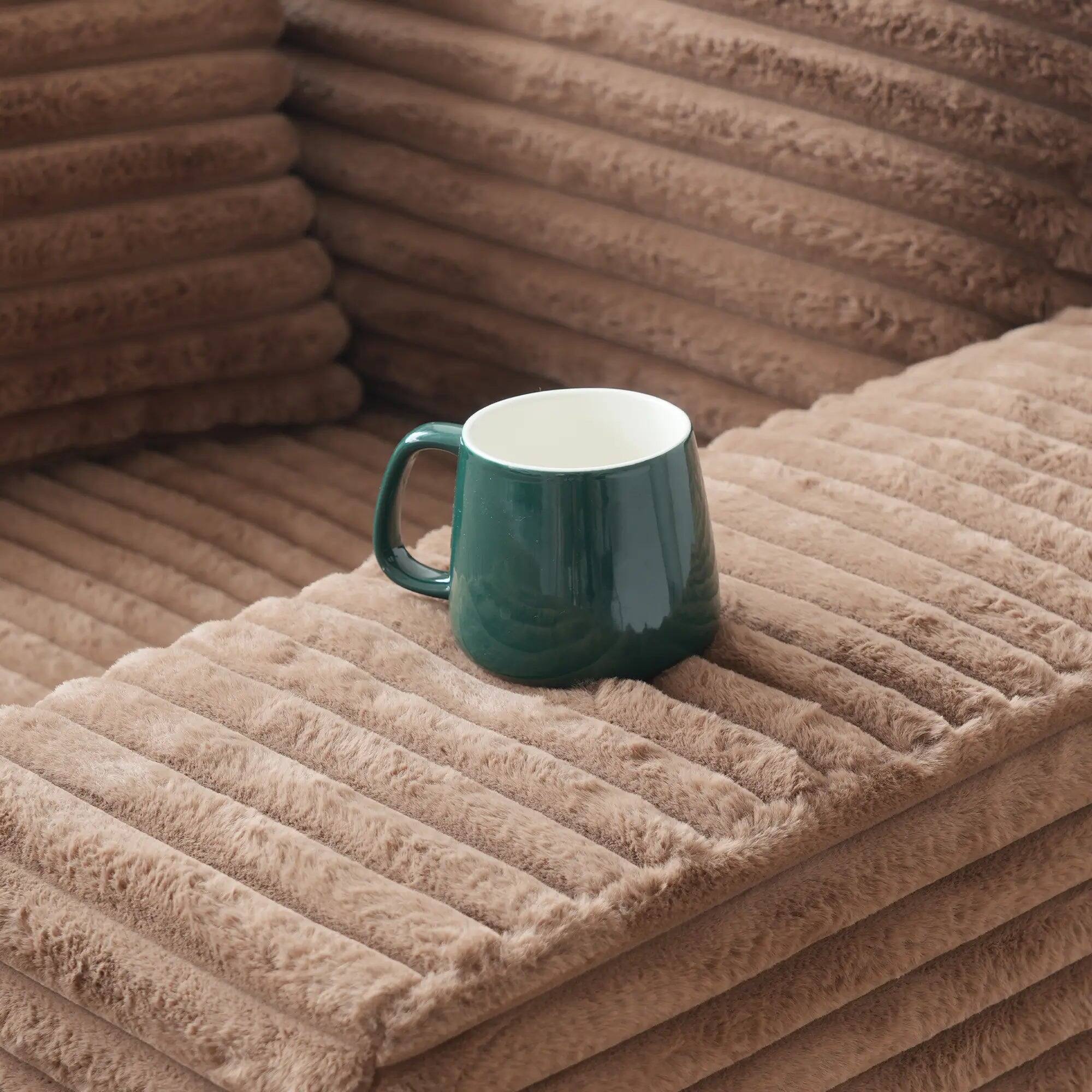 Back. Yardgrace - Corduroy Sofa Bed, Boneless Sleeper Sofa Lounge Chair Indoor, Modern Comfy Deep Seat Lazy Couch - Brown.