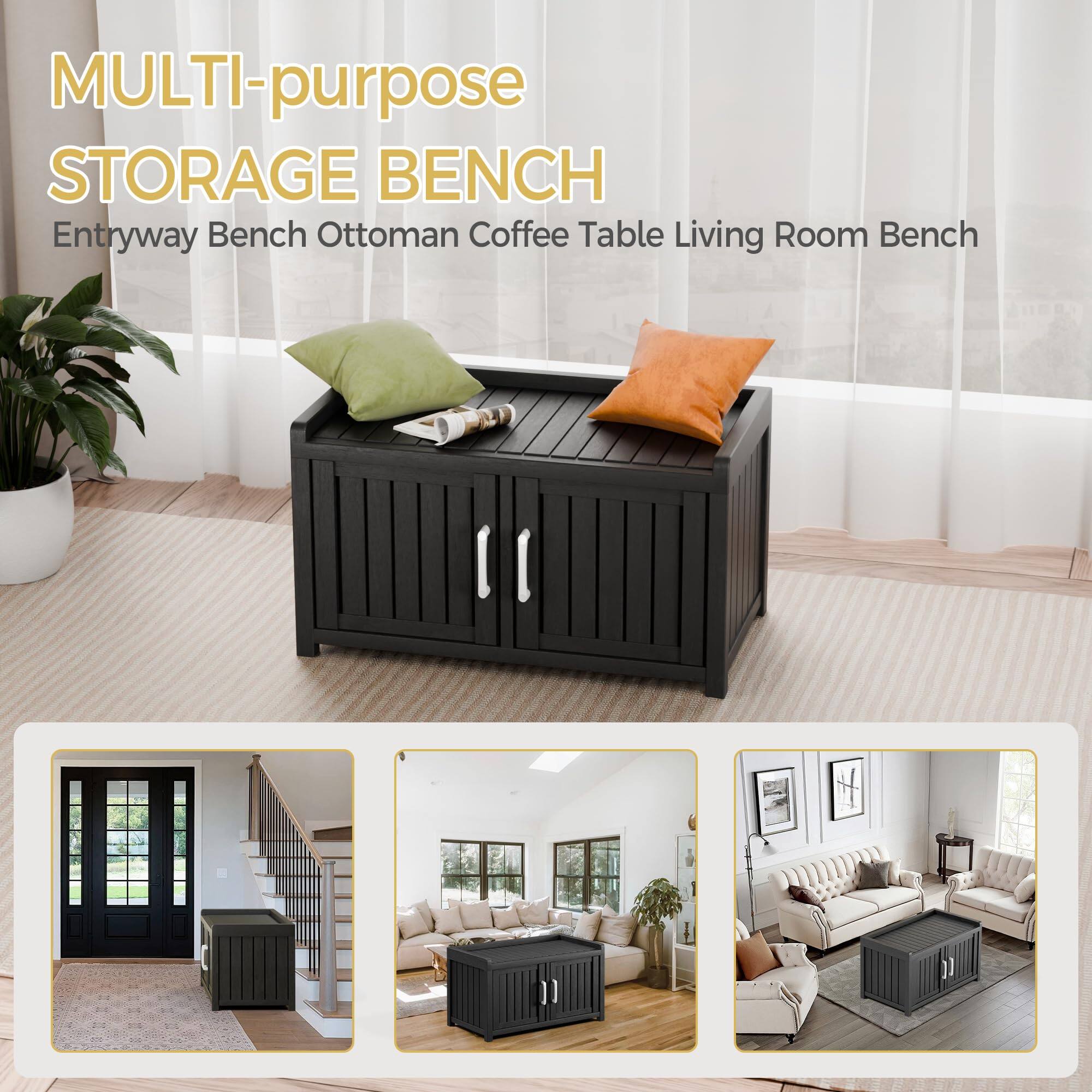 MULTI-purpose STORAGE BENCH  
Entryway Bench Ottoman Coffee Table Living Room Bench