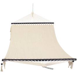 Sunnydaze - 2-Person Woven Hammock with Spreader Bars and Fringe - Natural