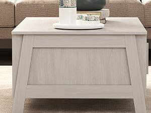 Back. Bestier - Modern Coffee Table with Glass Sliding Doors, Open Storage and Silent Slide Design - white.