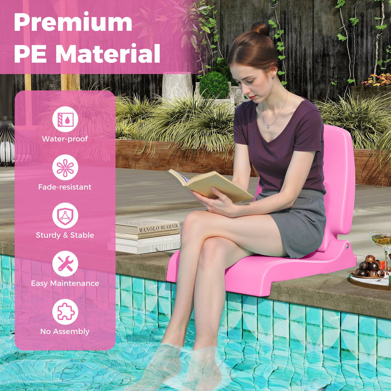 Premium PE Material

- Water-proof
- Fade-resistant
- Sturdy & Stable
- Easy Maintenance
- No Assembly