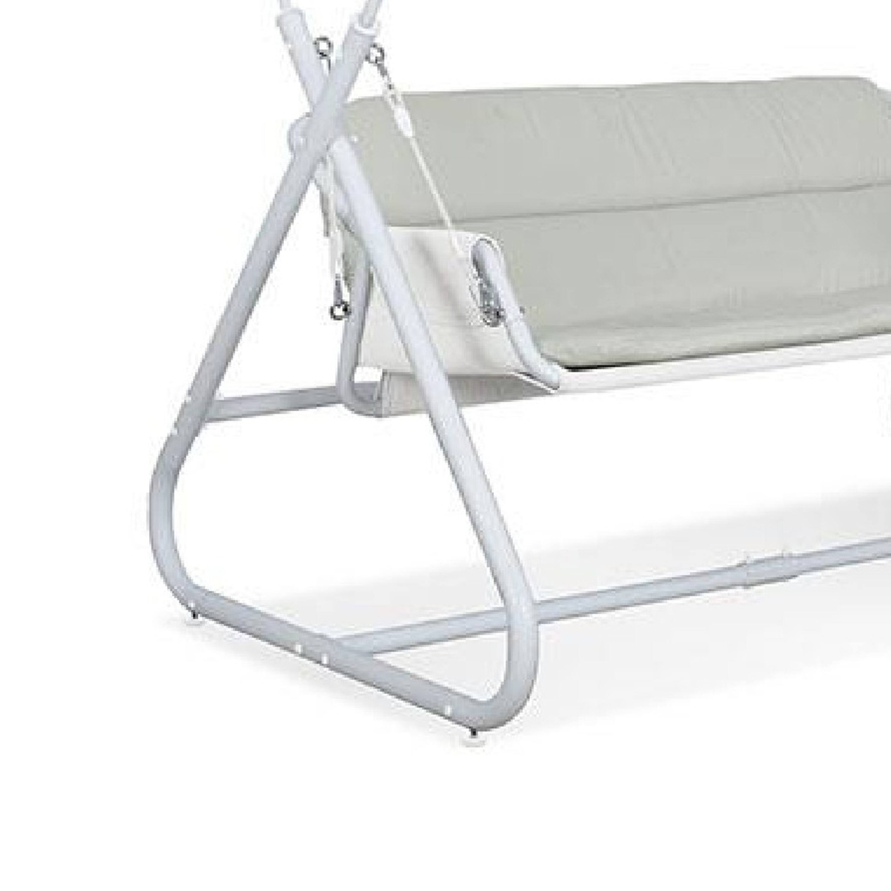 Alt View 3. Manhattan Lane - Diz Outdoor Hanging  Double Swing Sofa Chair, White Powder Coated Steel - White.