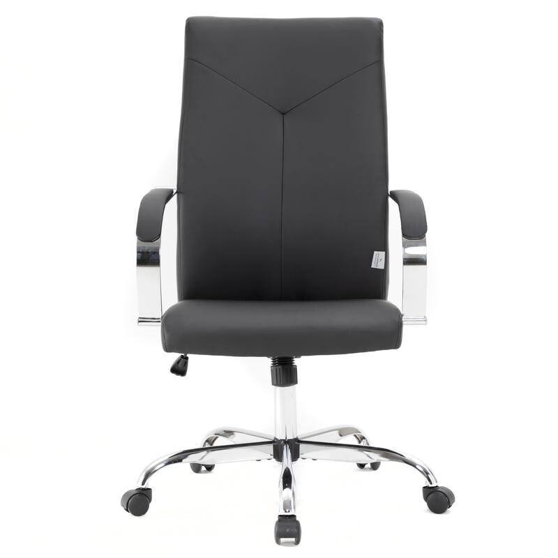Alt View 1. LeisureMod - Sonora High-Back Leather Office Chair with Adjustable Height, Swivel, and Tilt, Desk, Conference Room, or Home Office - Black.