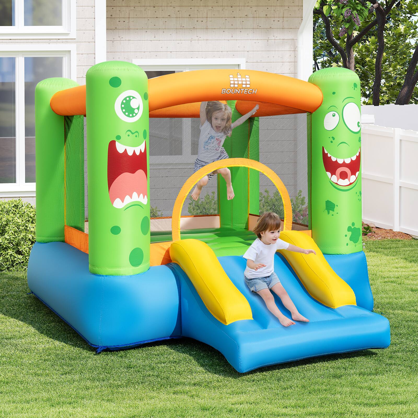 Alt View 1. Costway - Costway Inflatable Bounce House Jumper Castle Kids Playhouse with 480W Blower - Multicolor.