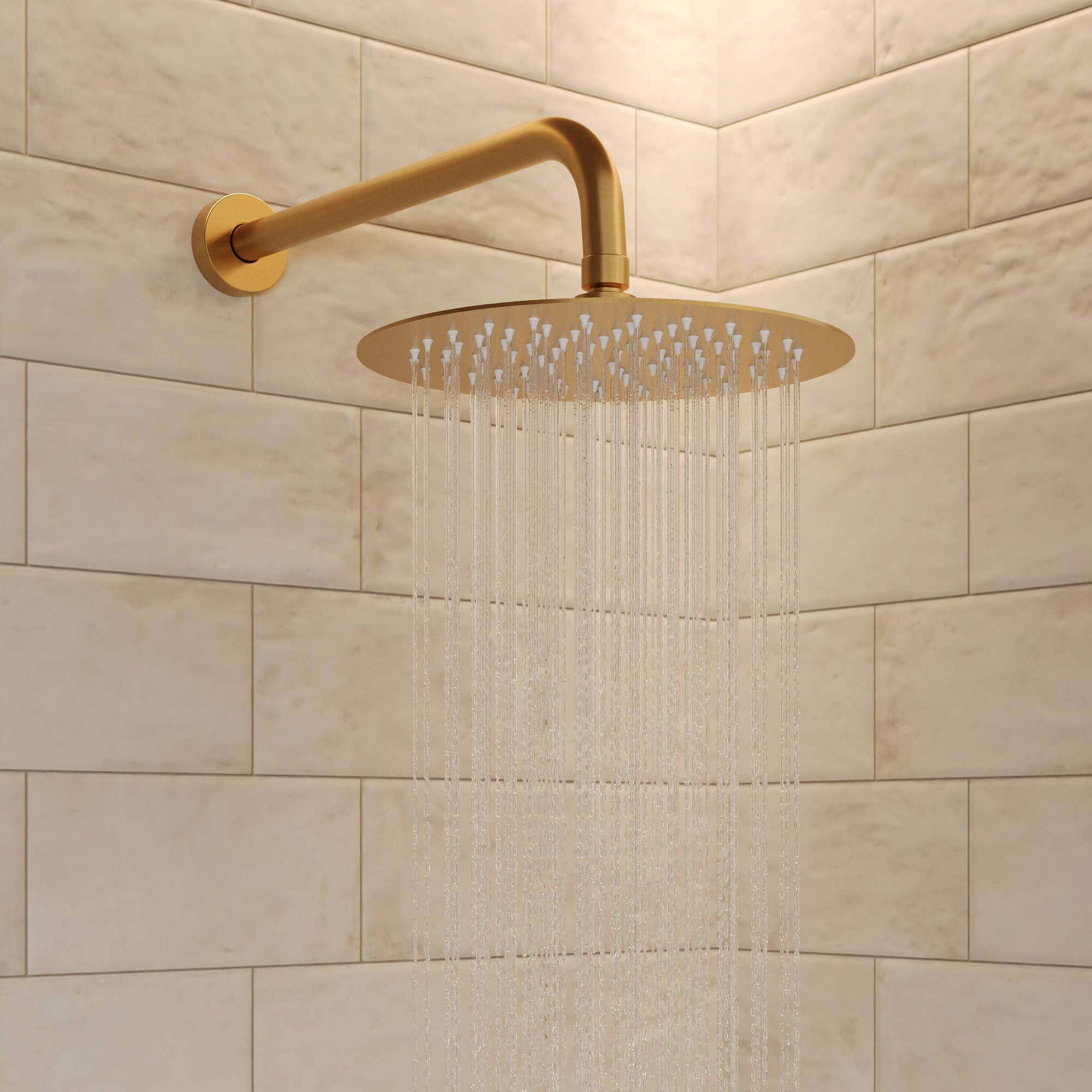 Alt View 1. GRANDJOY - Pressure Balanced Shower System with 10" Rain Shower Head, Handheld Shower and Anti‑Scald Valve - Brushed Gold.