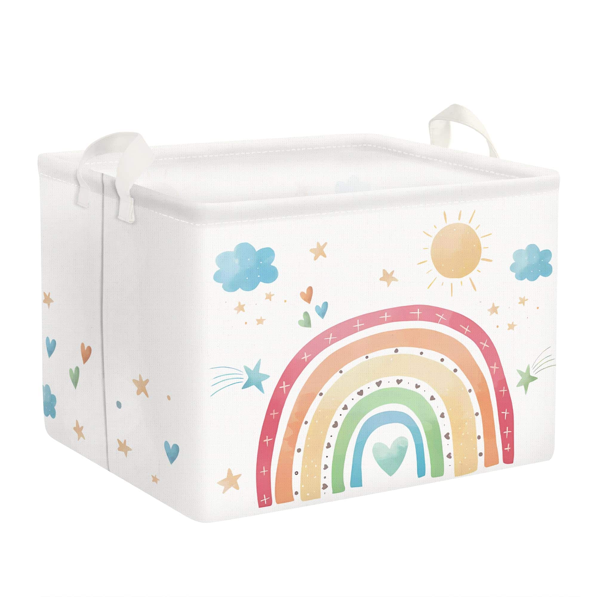 Dapper Styles - Rectangle Rainbow Storage Basket Cloud Heart Star Bin Box Clothes Book Shelf For Bedroom Playroom - Default