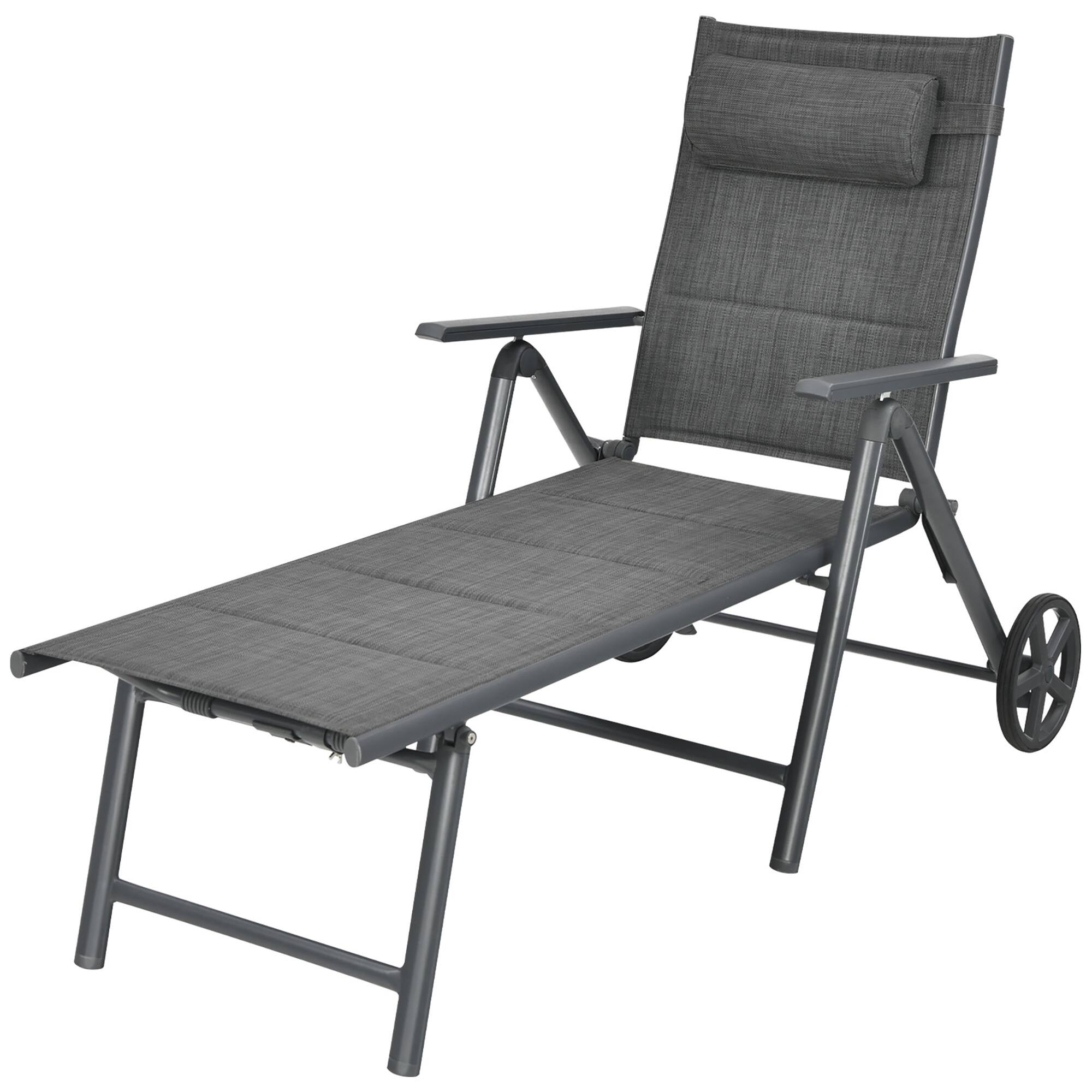 Costway - Patio Reclining Chaise Lounge Padded Chair Aluminum Adjust Neck Pillow - Gray price history on PriceWatchPro