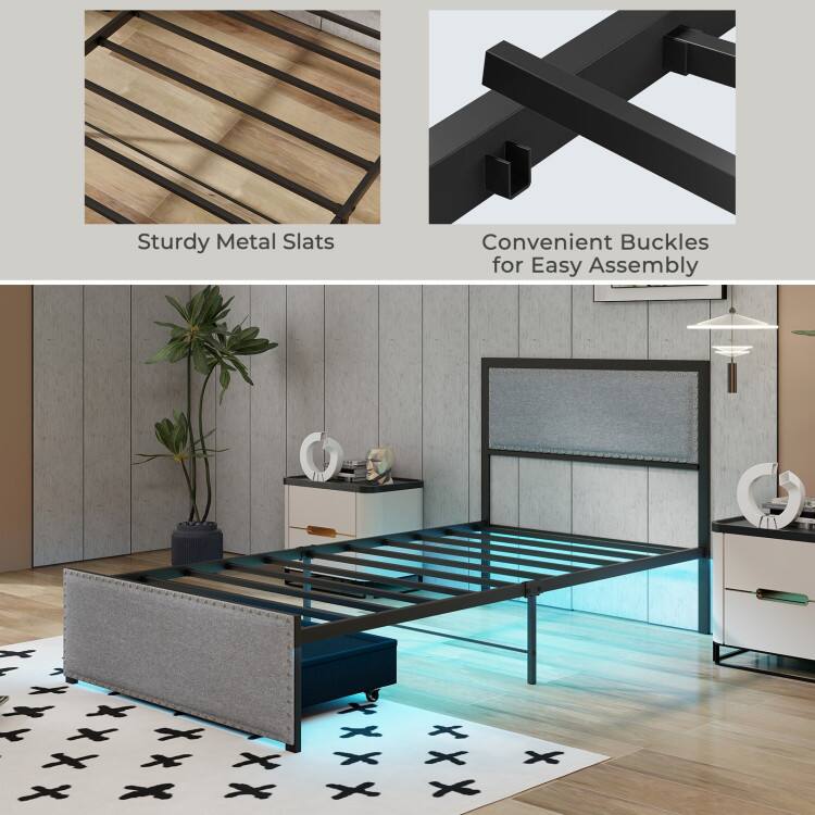 Sturdy Metal Slats  
Convenient Buckles for Easy Assembly