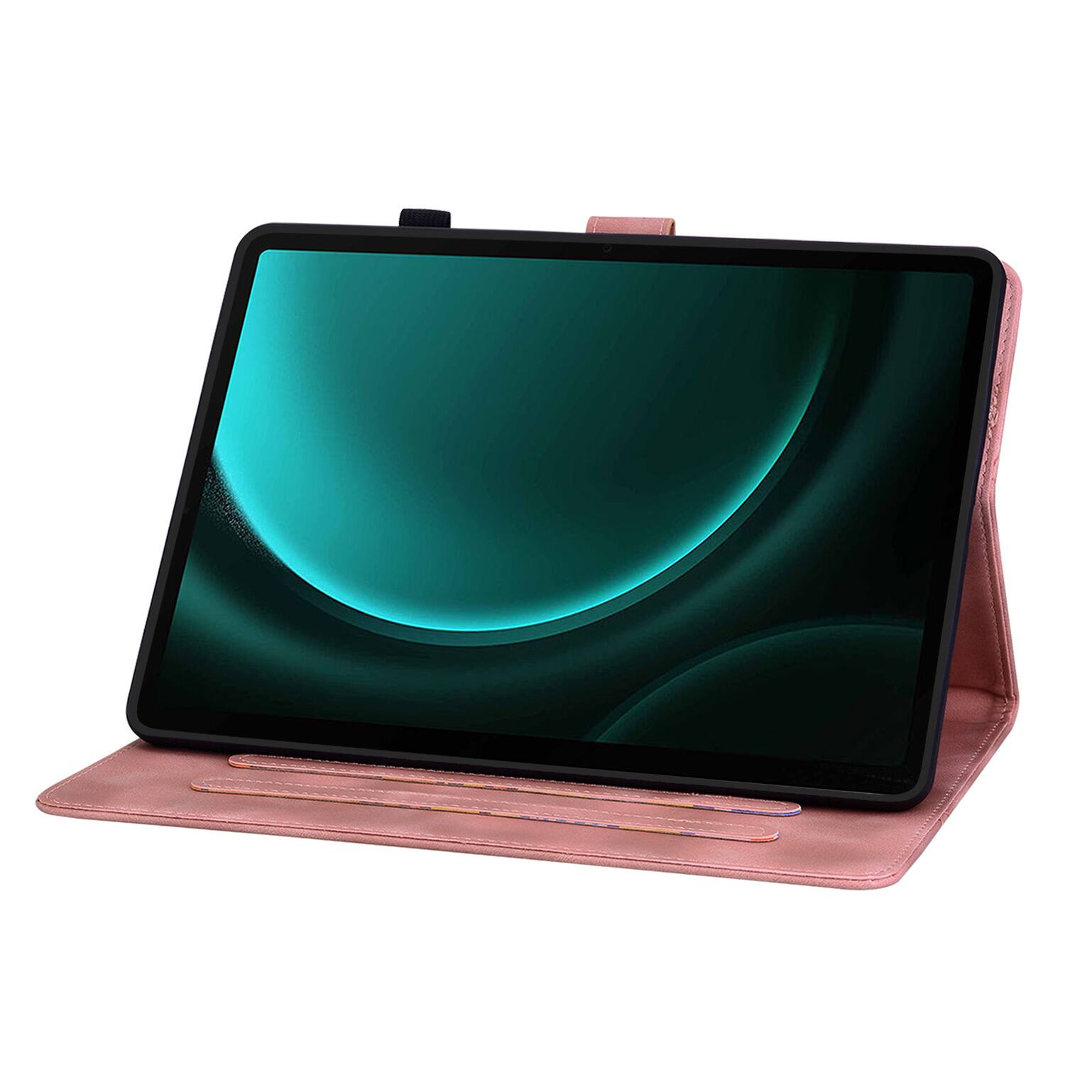 Alt View 1. Dteck - Case for Samsung Galaxy Tab S10 FE & S10 Lite and S9 FE & S9,Embossed Pattern PU Leather Flip Card Holder Stand Cover - Pink.