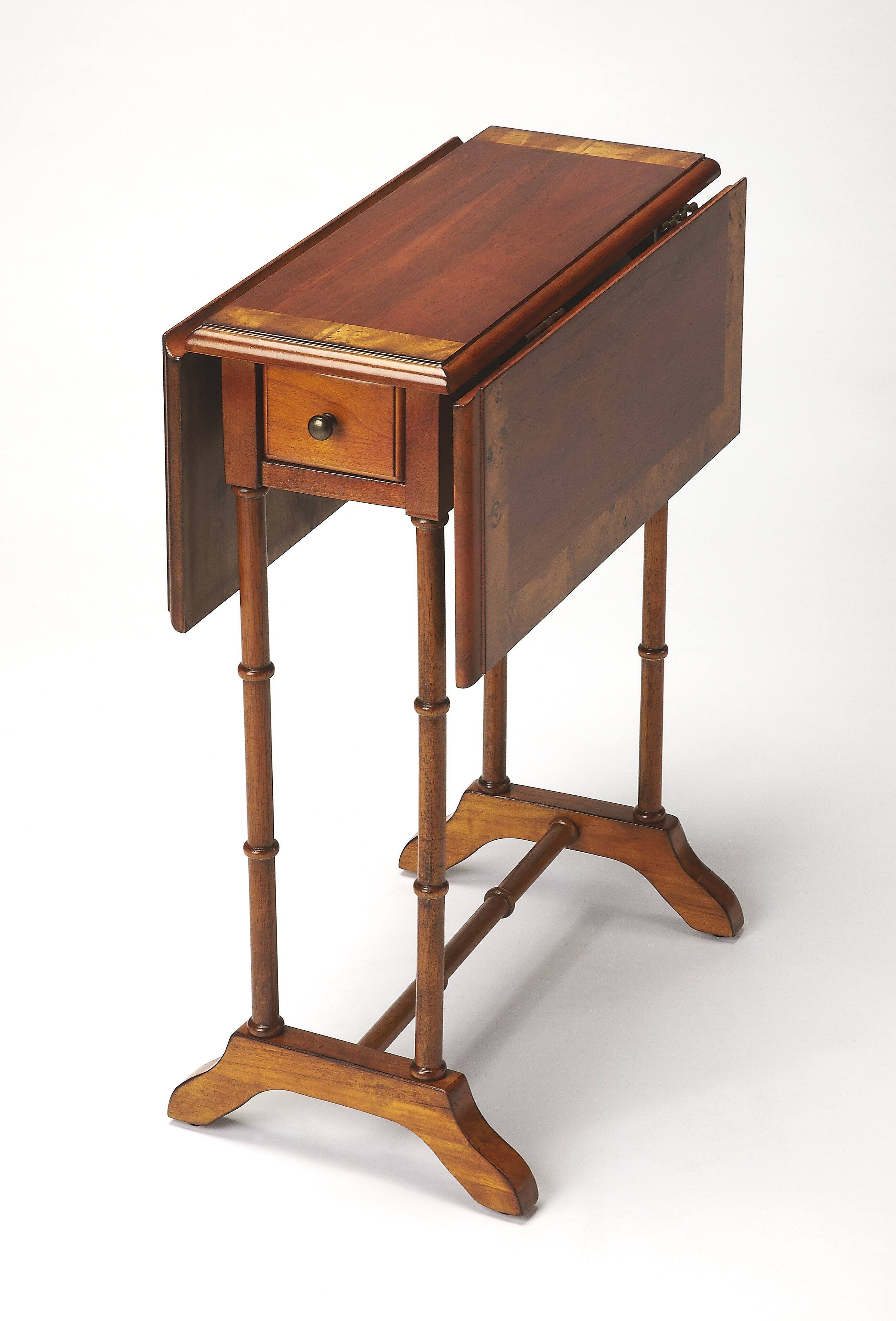 Alt View 1. Butler Specialty - Darrow 24 in. W Fully Extended Rectangualr Wood Drop-Leaf 1 Drawer Side Table - Medium Brown.