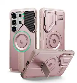 Dexnor - Rugged Case for Samsung Galaxy S26 Ultra with Flip Camera Cover, Compatible with MagSafe, Shockproof Protective Cover - Peony Pink