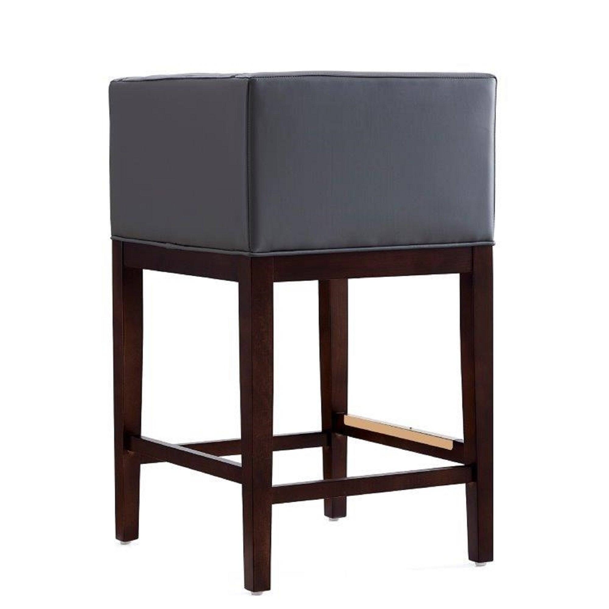Alt View 2. Manhattan Comfort - Kingsley Mid-Century Modern Wood Upholstered Counter Stool - Gray.