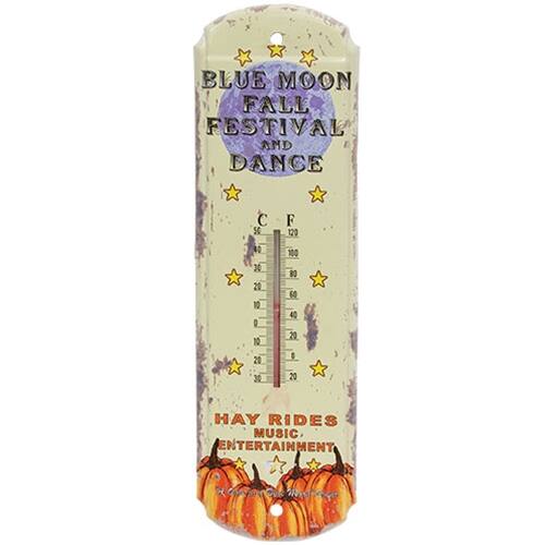 BreeBe - Blue Moon Festival Distressed Metal Thermometer - Multicolor