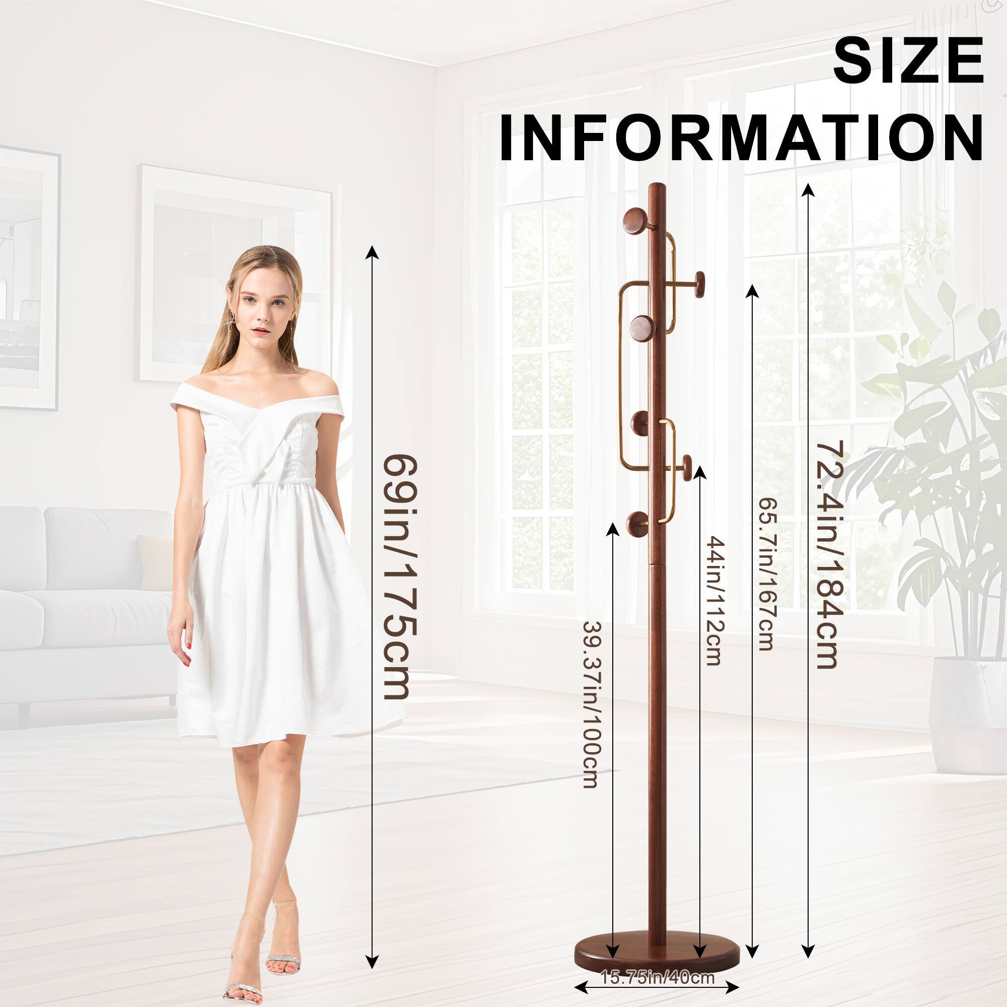 SIZE INFORMATION  
69in/175cm  
39.37in/100cm  
44in/112cm  
65.7in/167cm  
72.4in/184cm  
15.75in/40cm