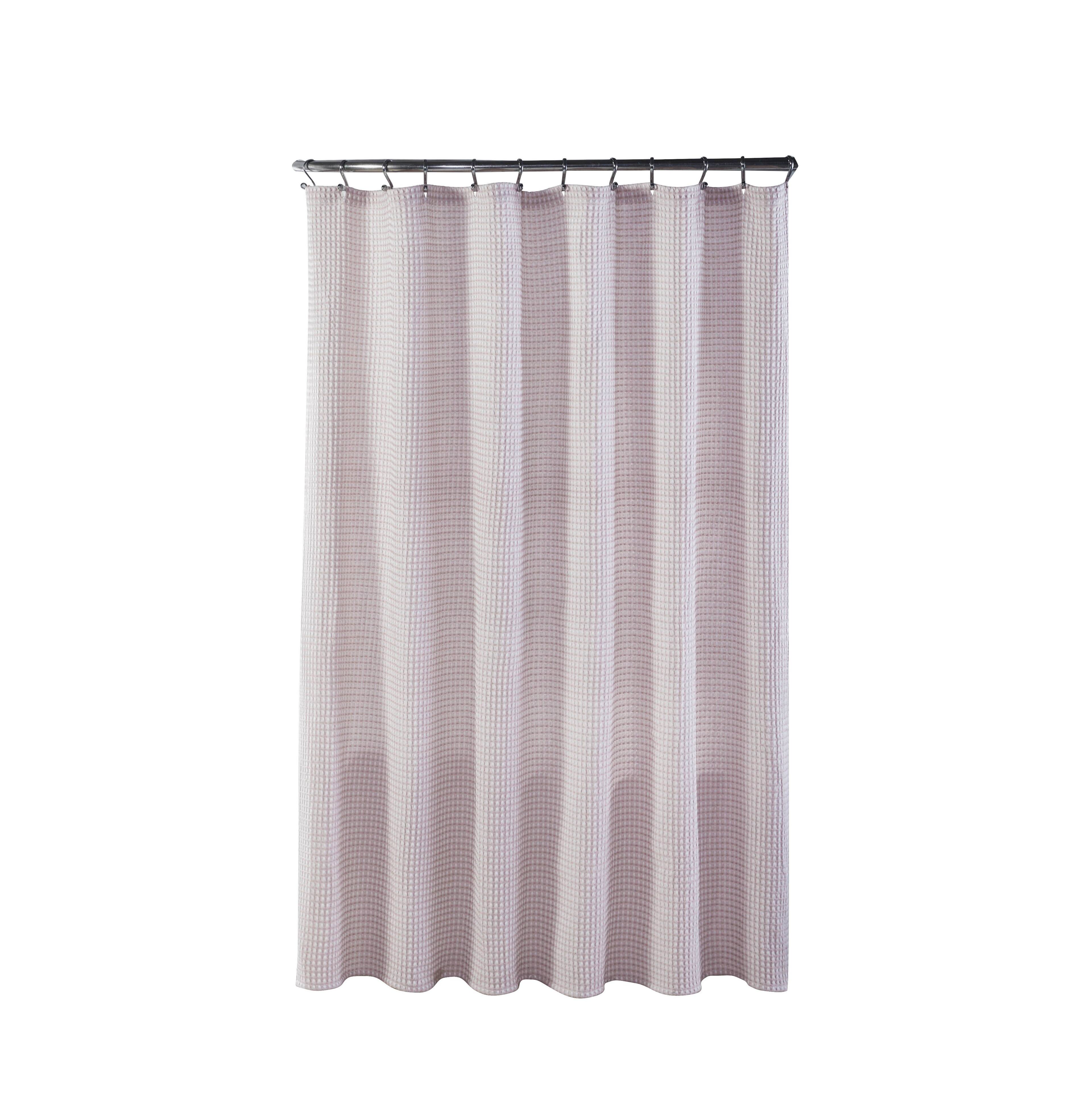 Angle. Kate Aurora - Hotel Collection Premium Waffle Weave Mold & Mildew Resistant Fabric Shower Curtain by Kate Aurora - Blush - Blush.