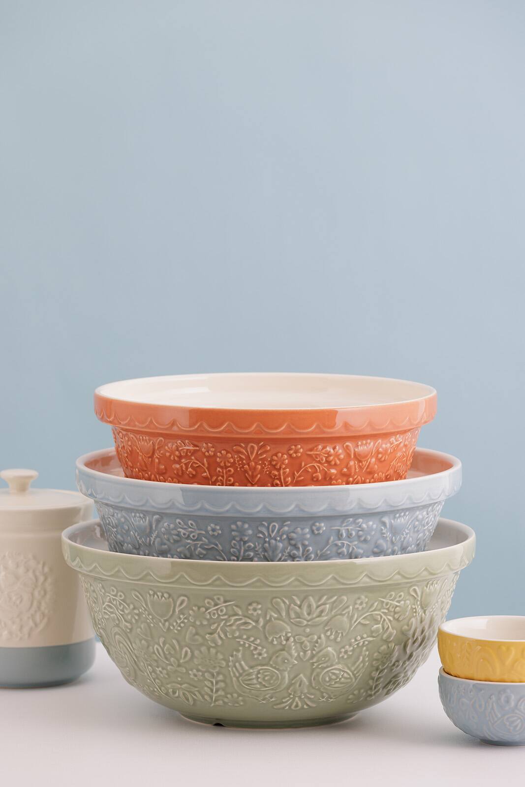 Alt View 2. Mason Cash - Home to Roost Mini Bowl Set, 4 Ceramic Prep Bowls with Hen and Cockerel Designs - Multicolored.