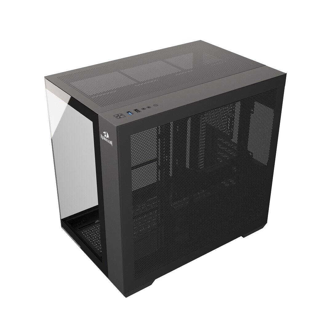 Left. REDRAGON - SCALPEL GC-623 ATX 270 degree Full View Side Tempered Glass Gaming PC Case - Black.