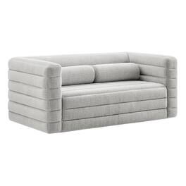 Relle Channel Tufted Boucle Upholstered Loveseat by Modway - Newsprint