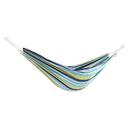 Front. Vivere - Vivere Brazilian Style Double Outdoor Cotton Hammock with Carry Bag, Cayo Reef.