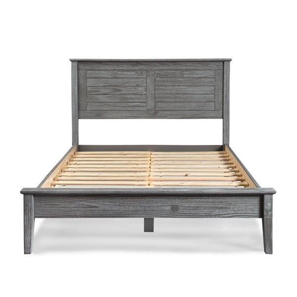 Angle. Hivvago - Hivvago Contemporary Solid Pine Platform Bed in Queen Size - Grey.
