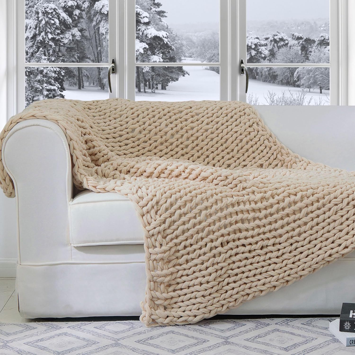 Back. Cheer Collection - Cheer Collection Ultra Soft Knit Throw Blanket with Fringe Edges Lightweight and Cozy 50 x 60 Inches - Gray.