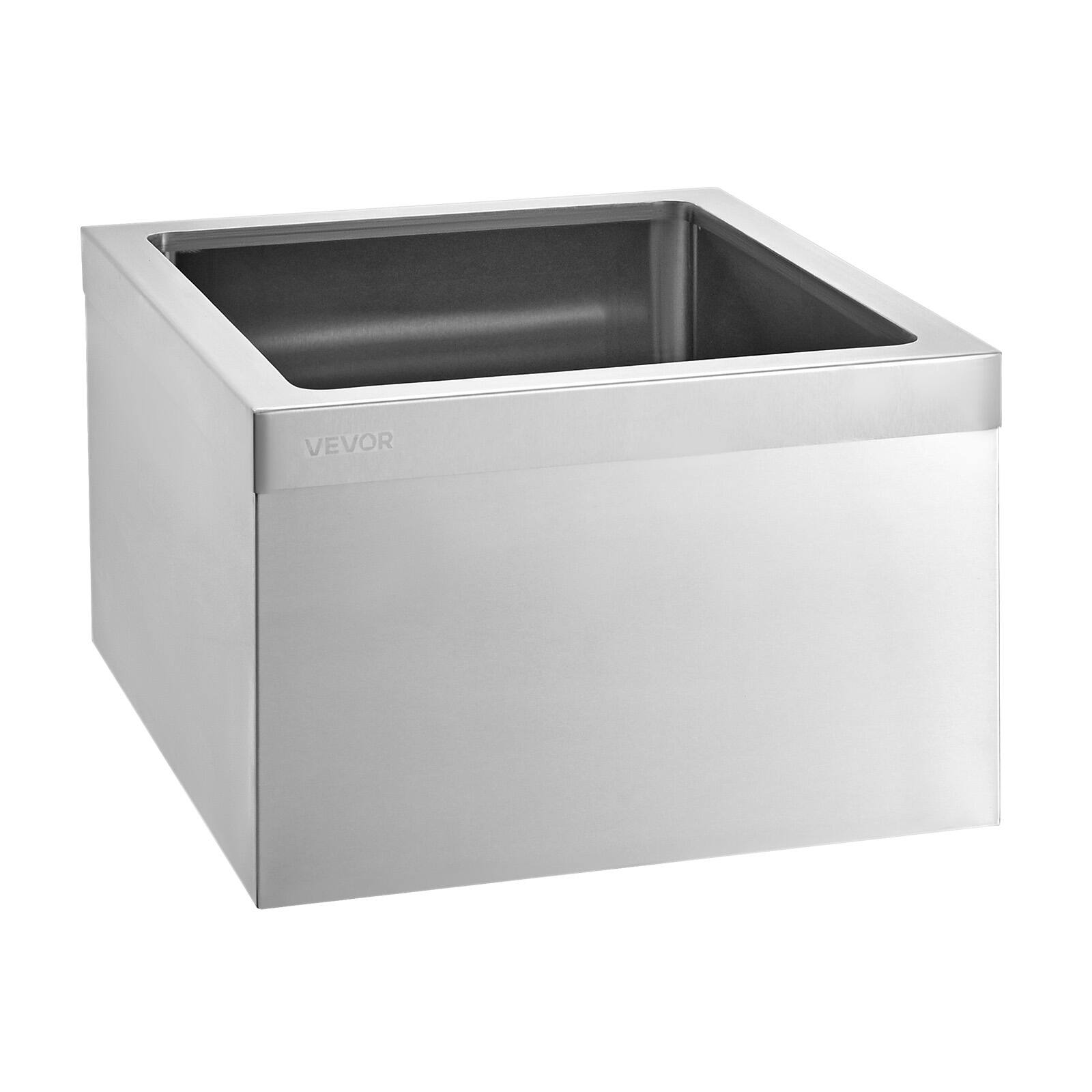 Alt View 5. VEVOR - Stainless Steel Floor Mop Sink,22x19x12in,304Stainless Steel,with 3-in-1 Filter and Wall-Mounted Bracket,X-Shaped Groove - Silver.