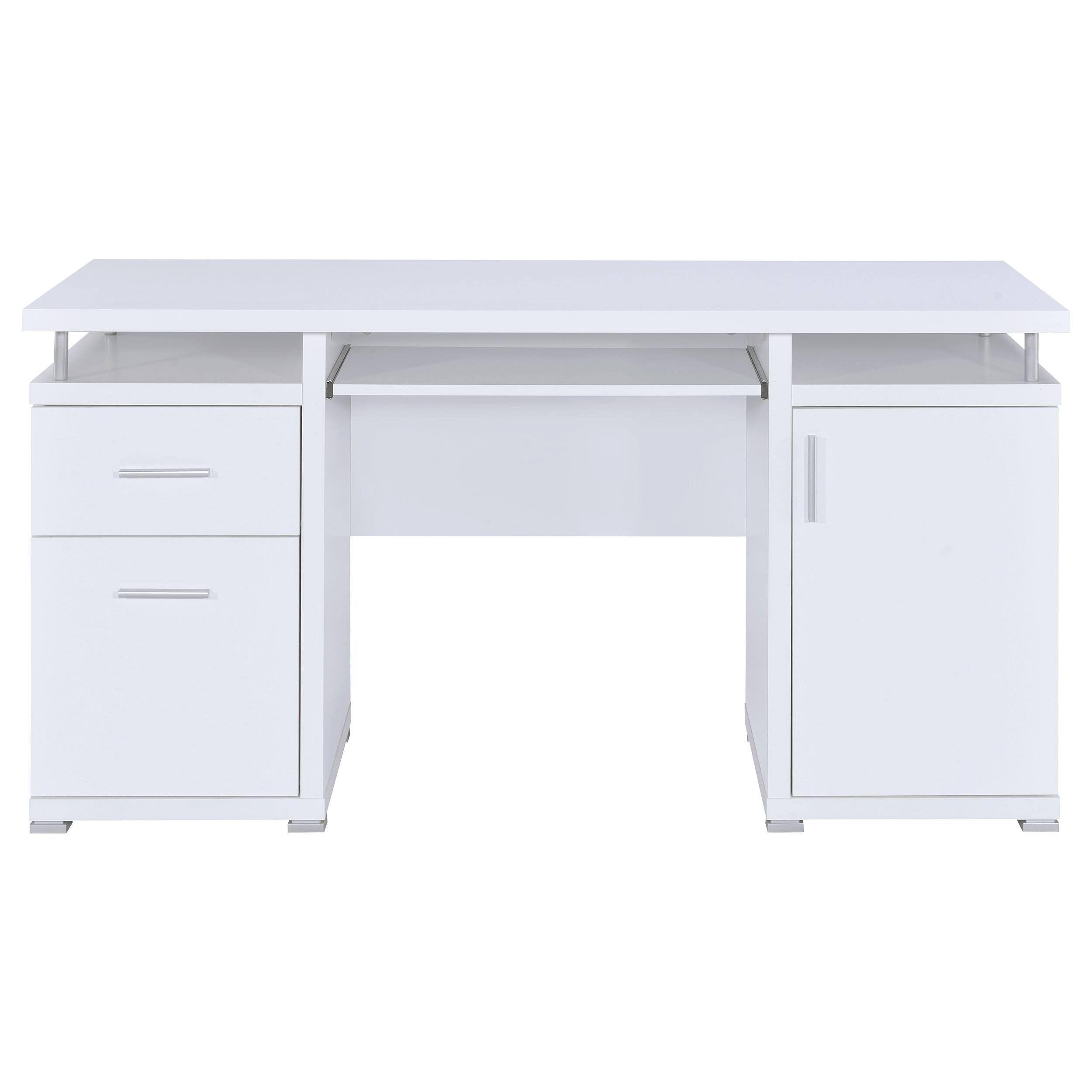 Back. APRILSOUL - Rochelle White Computer Desk with 2 Drawers and Cabinet - White.