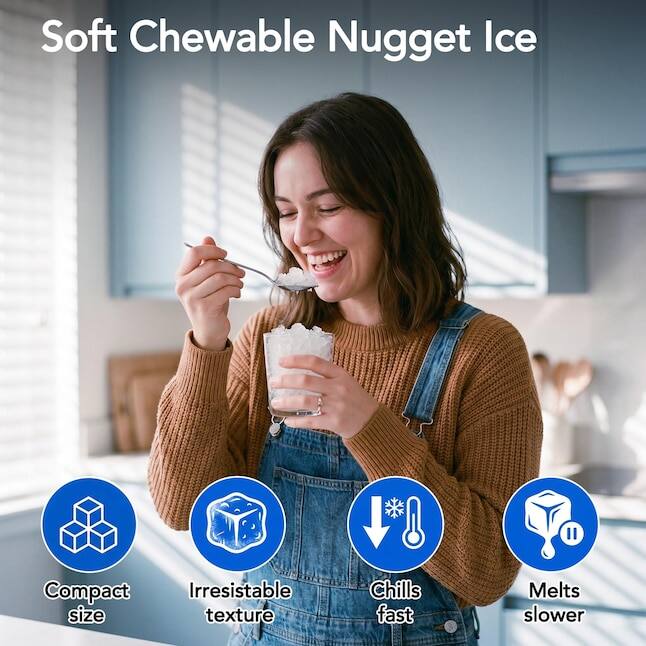 Soft Chewable Nugget Ice

- Compact size
- Irresistible texture
- Chills fast
- Melts slower