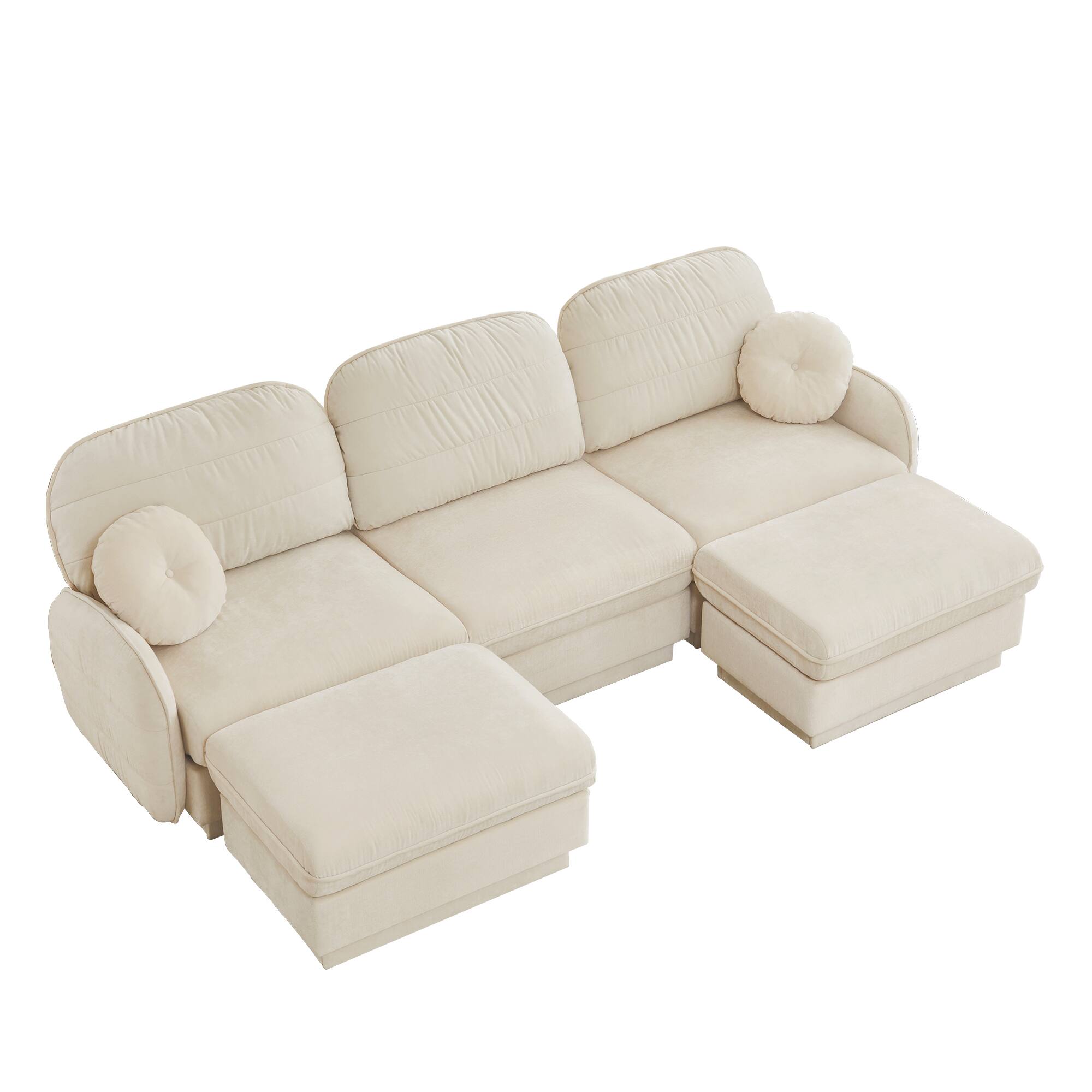 Alt View 9. LOVMOR - 105 inch Chenille Couch U Shaped Deep Seat Storage Ottoman Anti Slip For Living Room Apartment Lounge Plush TV - Cream Beige.