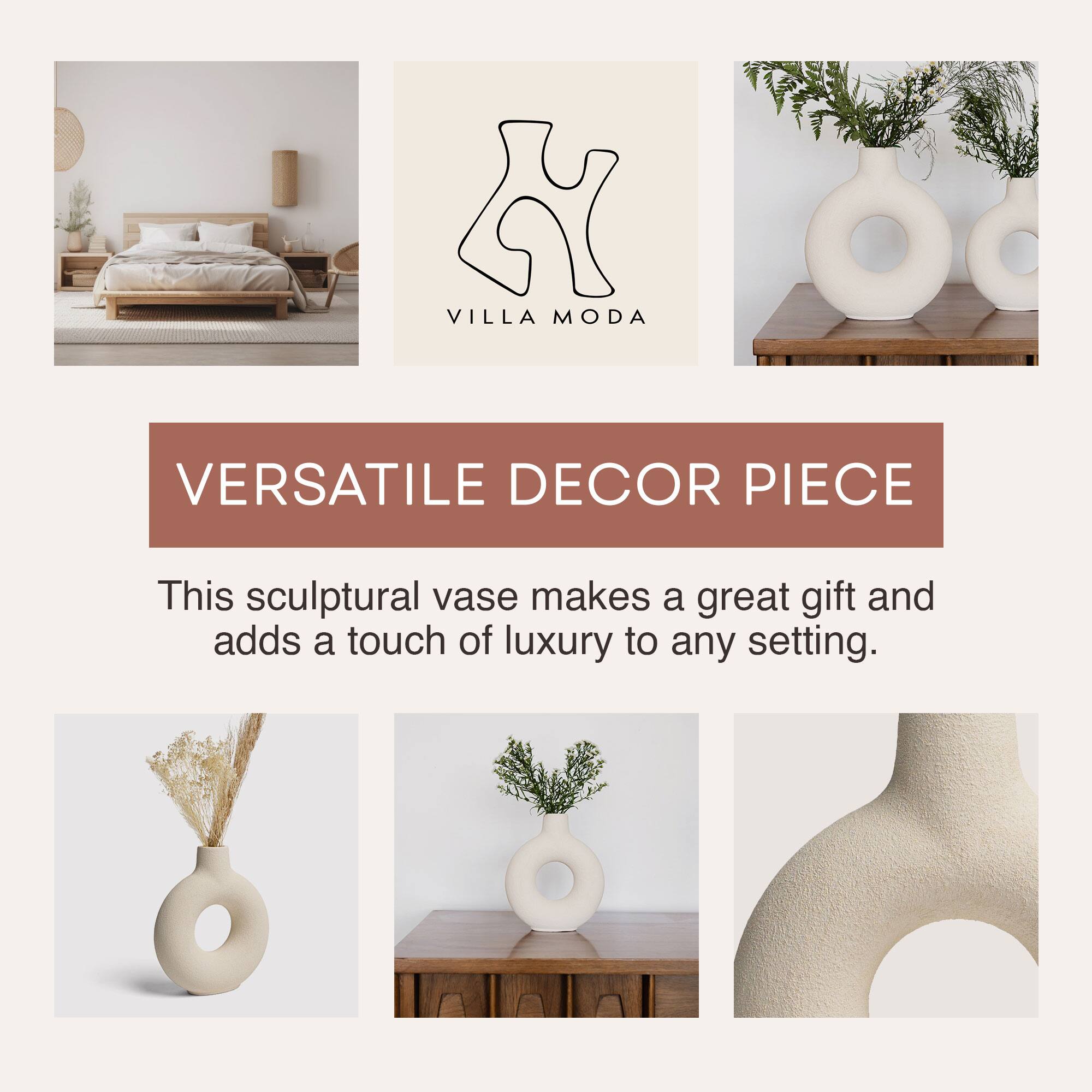 H VILLA MODA o VERSATILE DECOR PIECE

This sculptural vase makes a great gift and adds a touch of luxury to any setting.