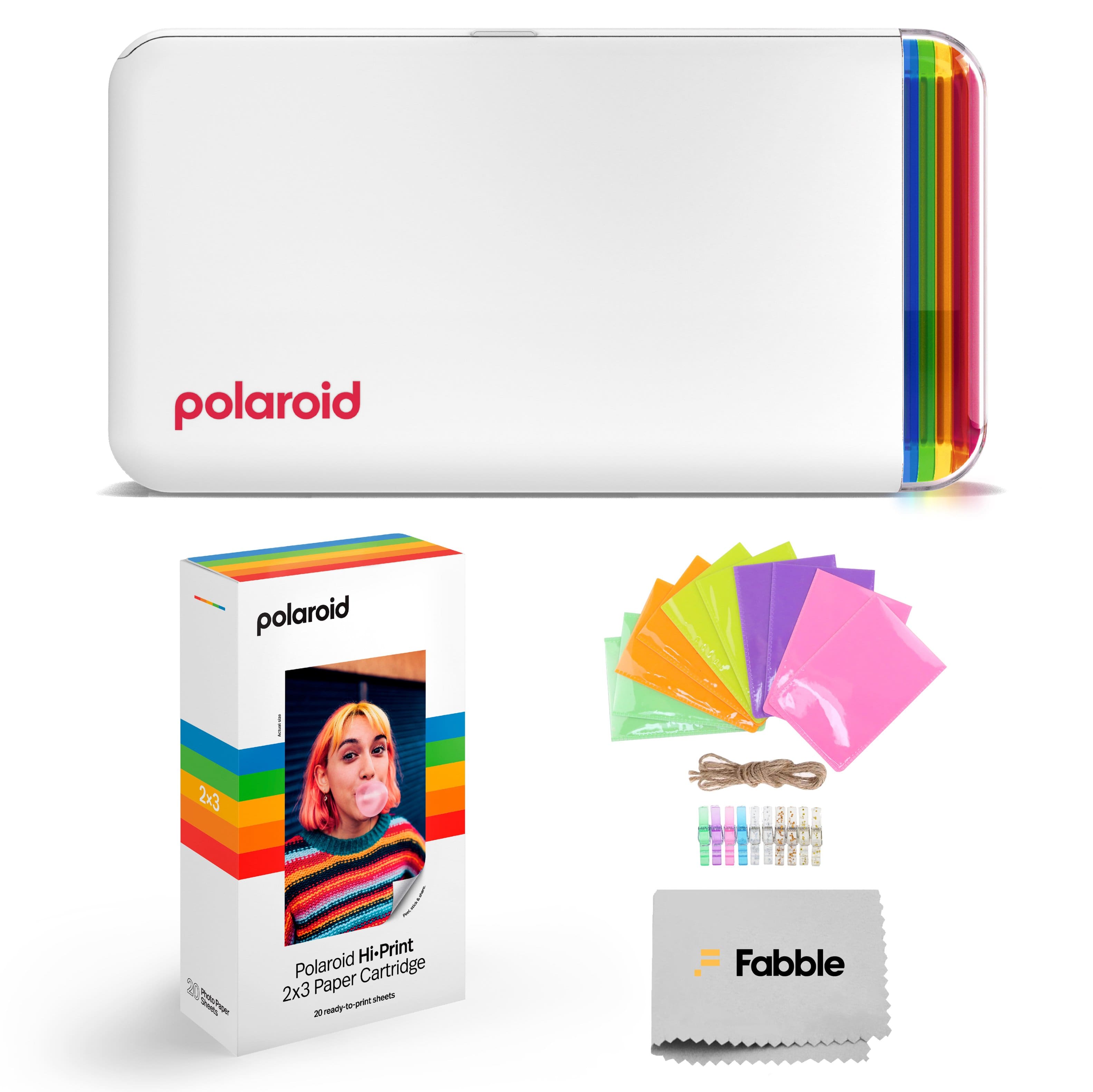 Polaroid - Hi-Print 2nd Gen 2x3 Pocket Printer Bundle: White (9128) with 20-Pk Paper & Hanging Frames