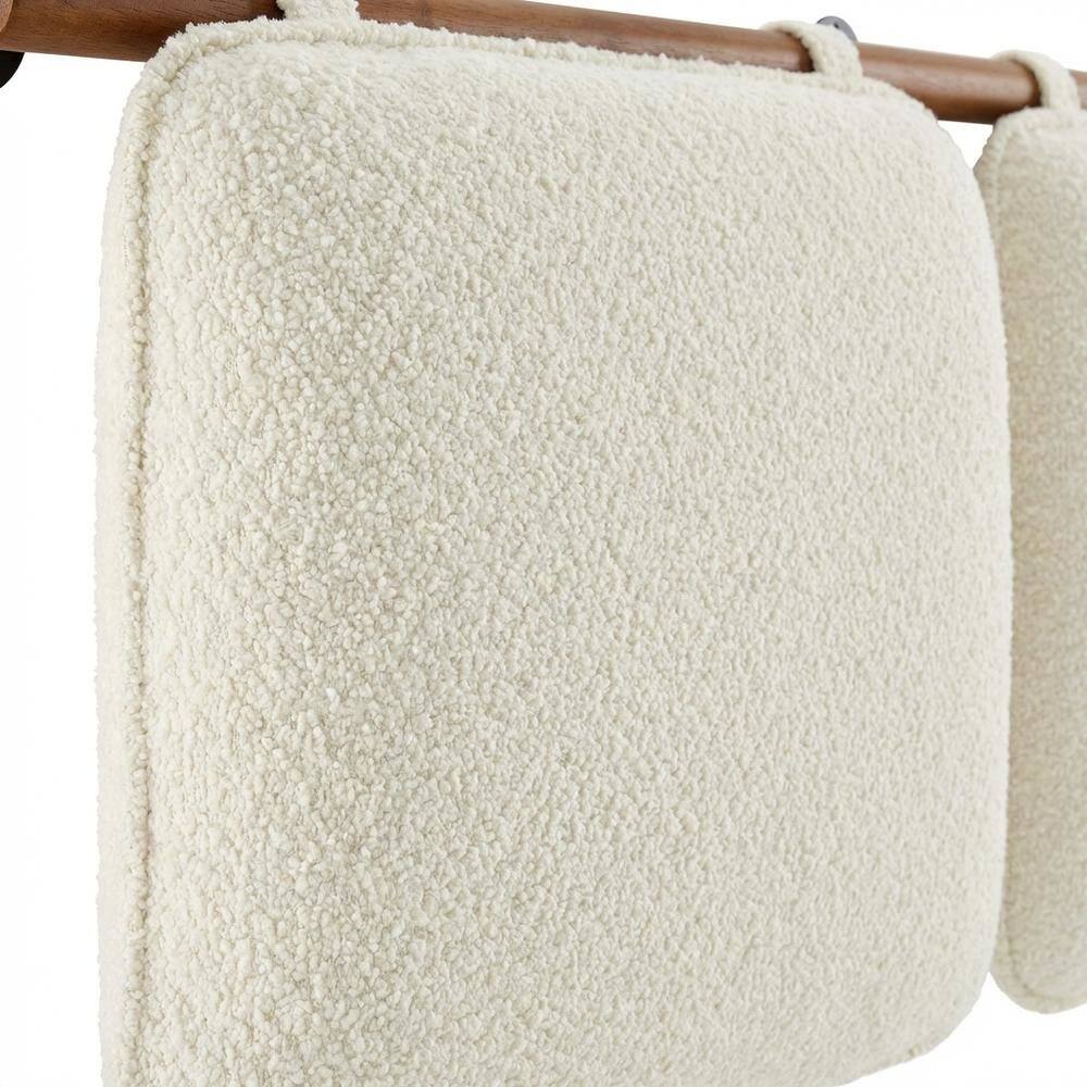 Back. FurniFact - Chenille Upholstered Wall-Mounted King Headboard with Soft Fabric Finish - Beige.