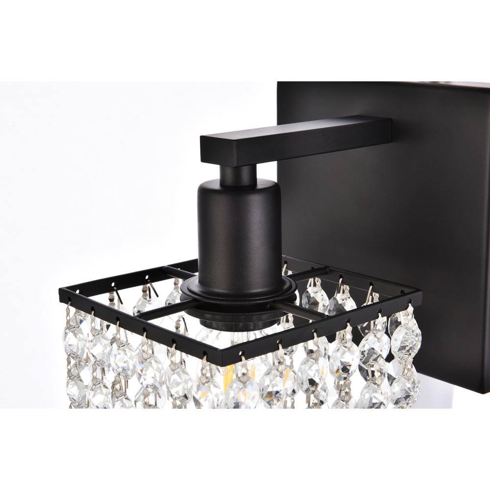 Alt View 1. Living District - Phineas 1 light bath sconce in black with clear crystals - Black And Clear.