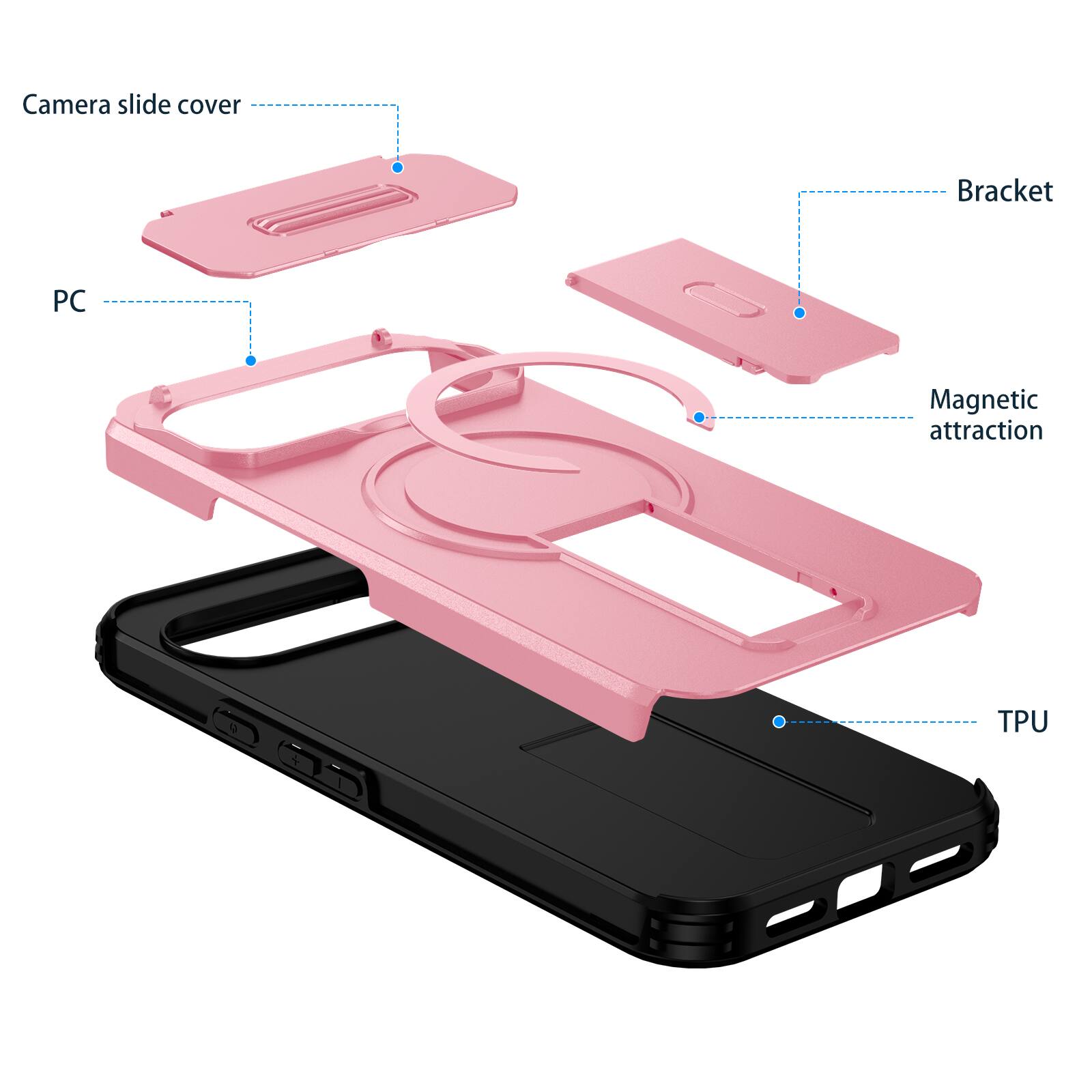 Camera slide cover  
Bracket  
PC  
Magnetic attraction  
TPU