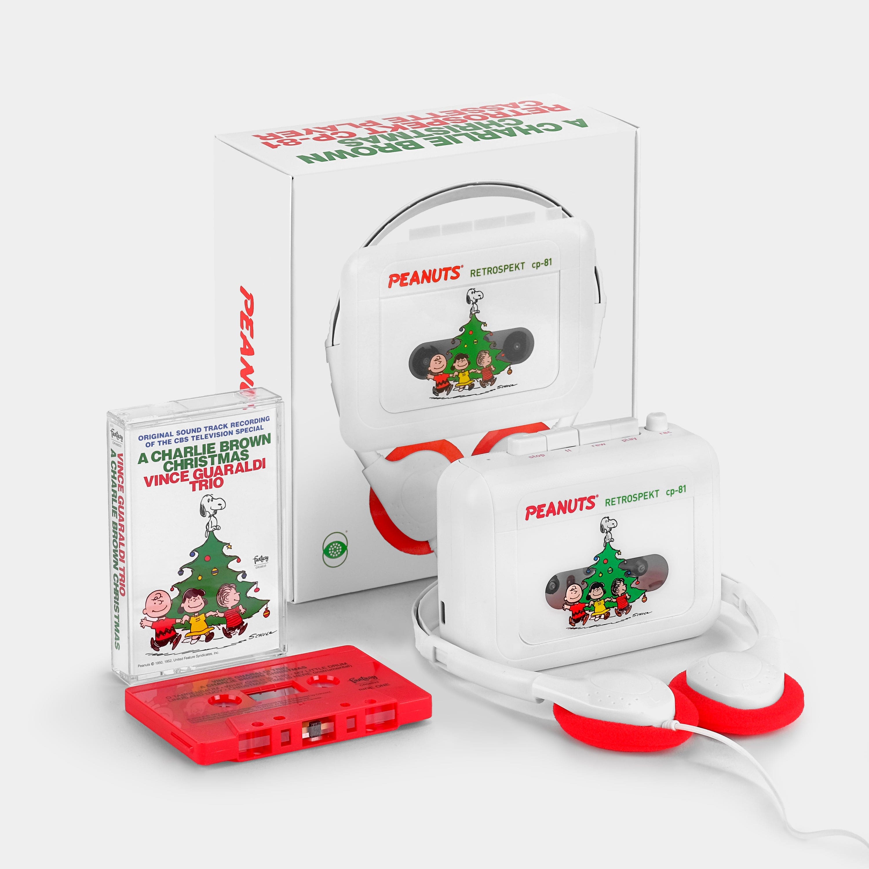 Photos - Radio / Clock Retrospekt - Peanuts "A Charlie Brown Christmas" CP-81 Portable Cassette Player + Cassette - White CP-81