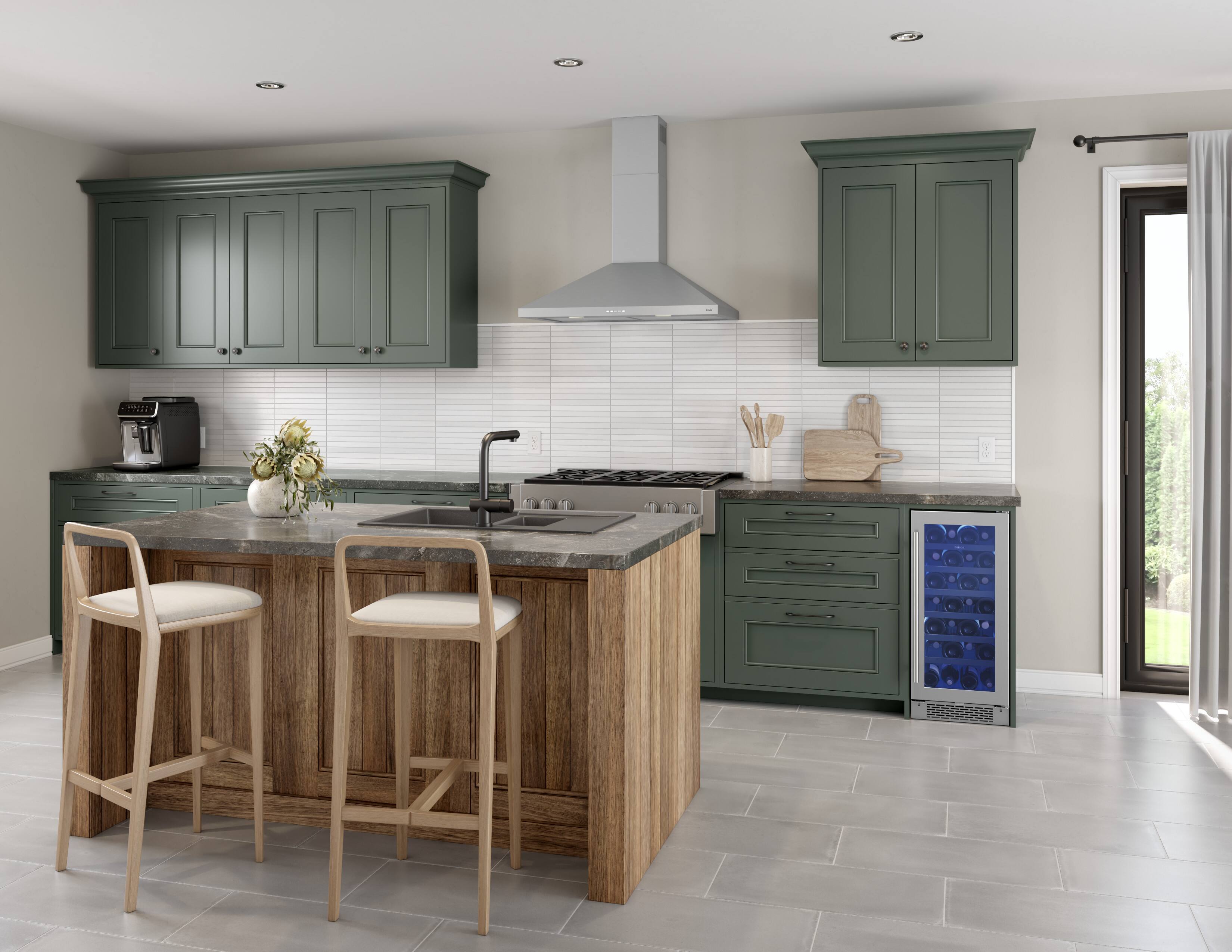 Alt View 13. Zephyr - Brisas 36 in. 600 CFM Traditional Wall Mount Range Hood with LED Lights - Stainless Steel + Glass.