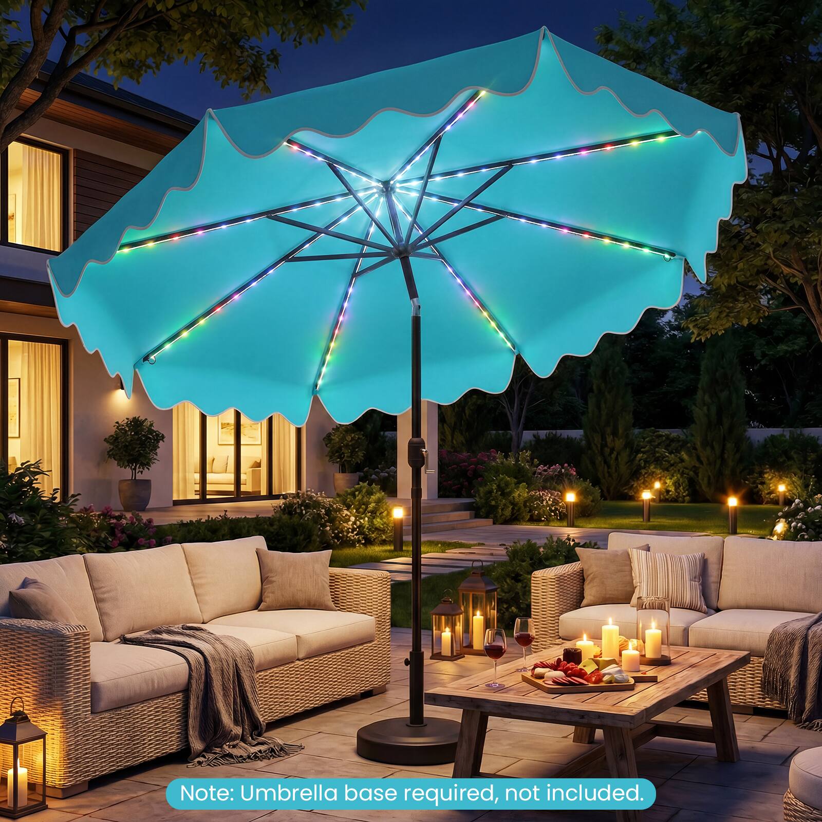 Note: Umbrella base required, not included.