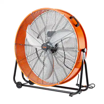 Front. VEVOR - Drum Fan, 30 Inch High Velocity Industrial Shop Fan, Heavy Duty Commercial Use 3-Speed 13000CFM, 360°Adjustable Tilting - Orange;Black.