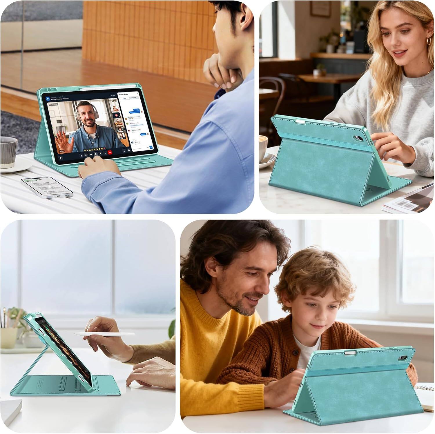 Alt View 2. Fintie - Multi-Angle Viewing Case for Samsung Galaxy Tab S11 11 Inch 2025, SM-X730/X736B, Soft TPU Back Cover, Front Card Pocket - Turquoise.