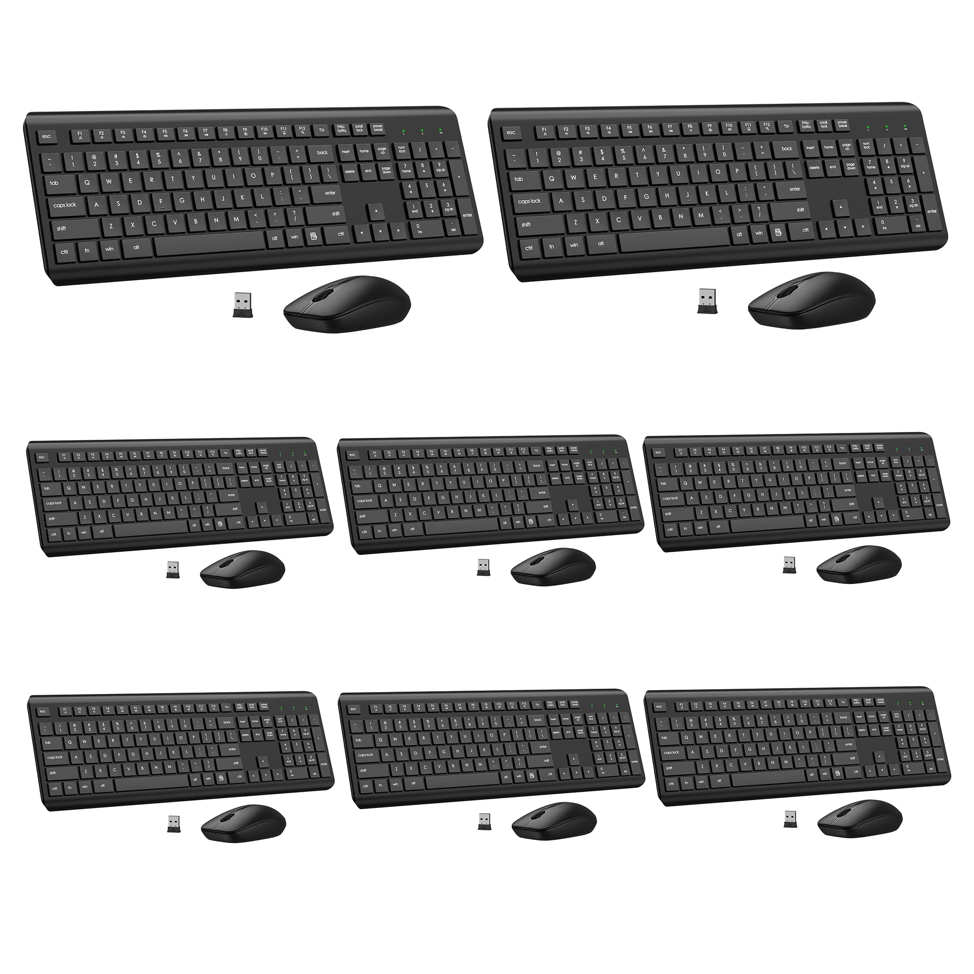 Live At Space - Wireless And Mouse Combo Full Size Silent Long Life Optical Lag-free Cordless Mice For Computer Laptop Pc Window - Black-8pack