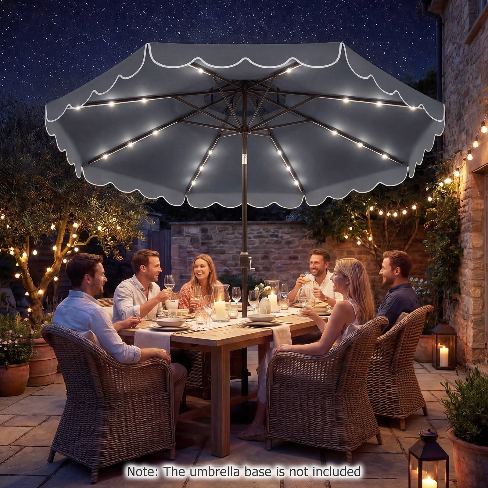 Note: The umbrella base is not included