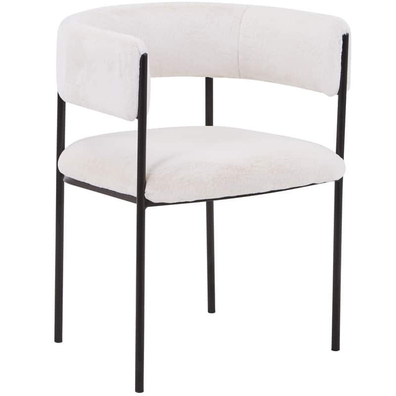 Front. LeisureMod - Cyril Modern Leather/Velvet/Suede Fabric U-Shaped Dining Chair with Iron Frame for Home Dining Room or Office - White.