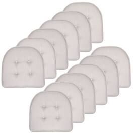 Sweet Home Collection - Solid Color U Shaped Memory Foam 17" x 16" Chair Cushions, 12-Pack - Light Gray