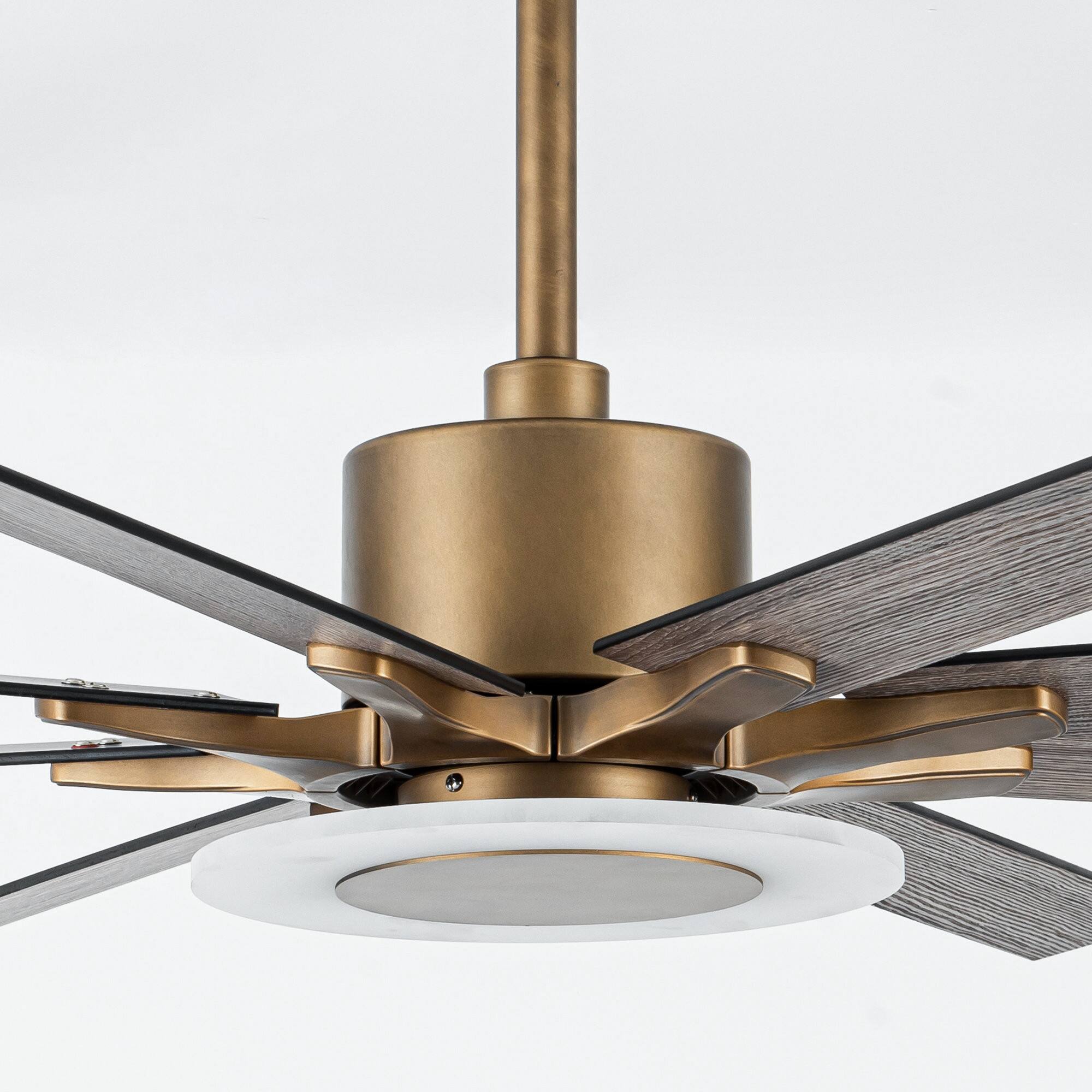 Alt View 7. Parrot Uncle - 65" Indoor Ceiling Fan with Remote and Reversible DC Motor - Antique Gold.